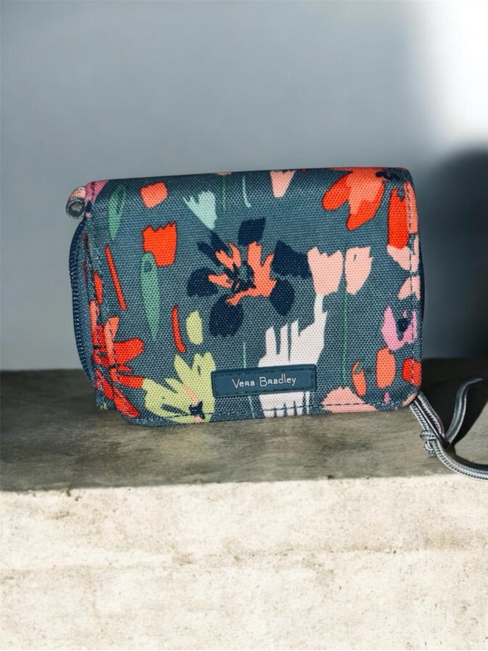 Vera Bradley Teal Floral wallet with Coral Accents